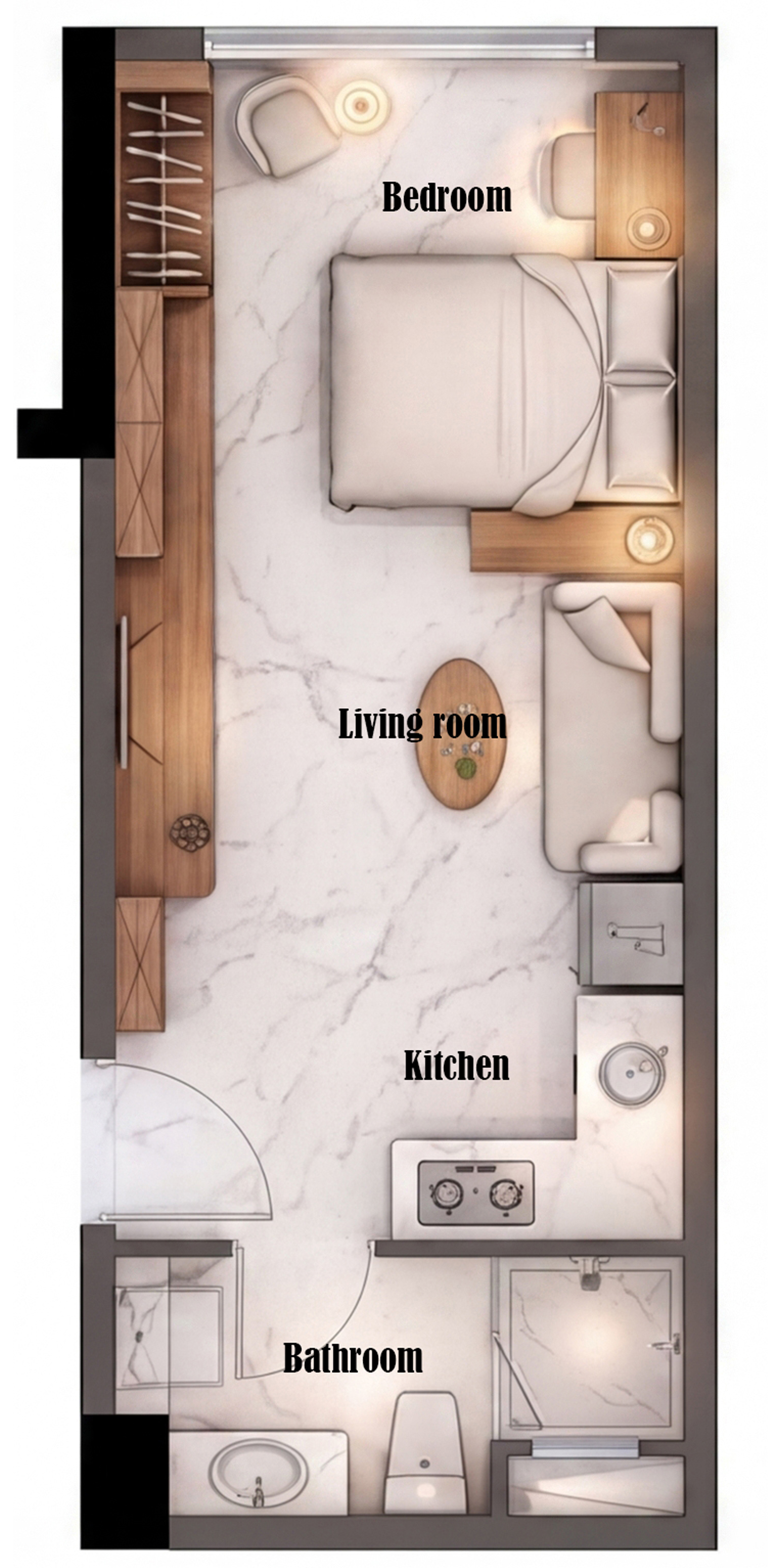 2 Bedroom + DSQ lower level floor plan